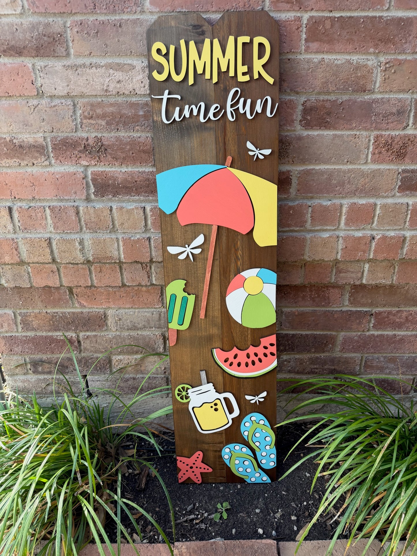 Summer Porch Leaner Sign (Cedar) | “Summer Time Fun”